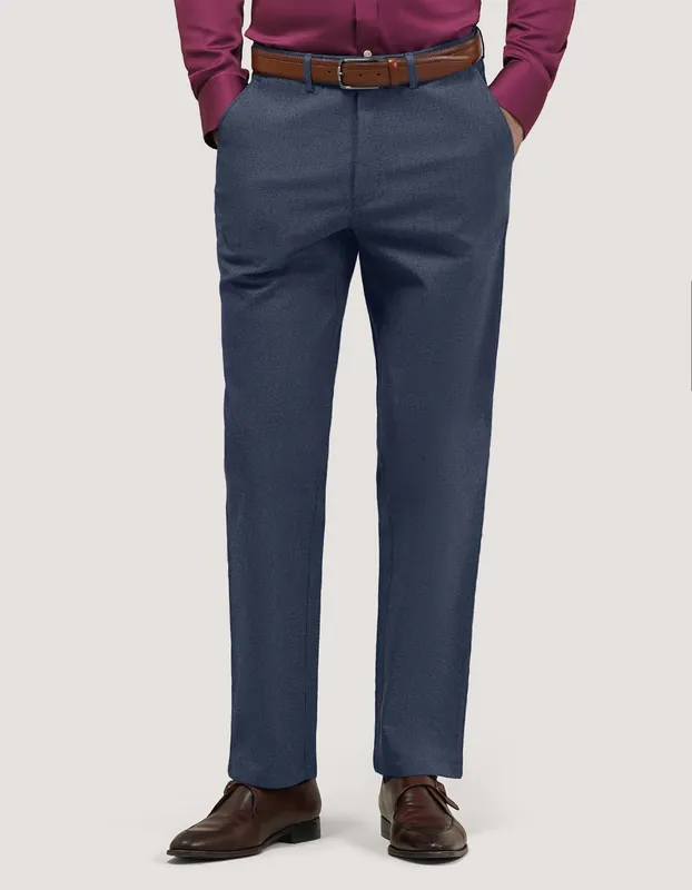 Blue Textured Chino Trouser - Brian Oak