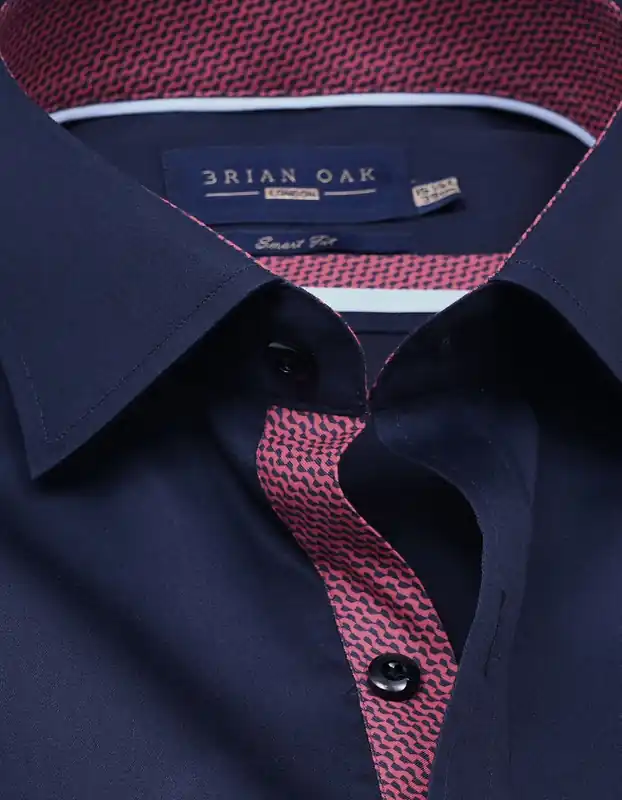 Navy Designer Satin Shirt - Brian Oak