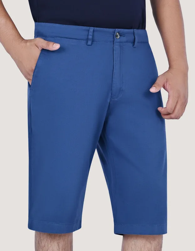 Medium Blue Cotton Blend Shorts - Brian Oak
