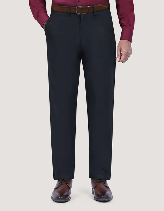 Plain Black Twill Chino Trouser - Brian Oak