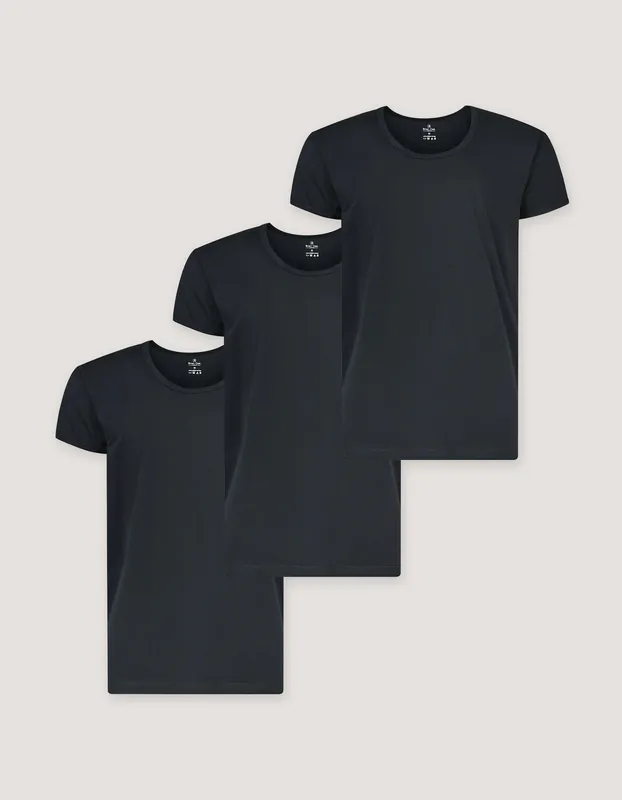 3 Pack Black Half Sleeve Vests - Brian Oak