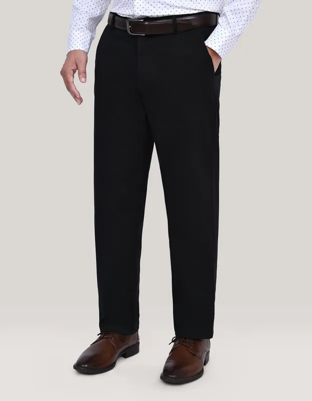 Black Flat Front Smart Fit Chinos - Brian Oak