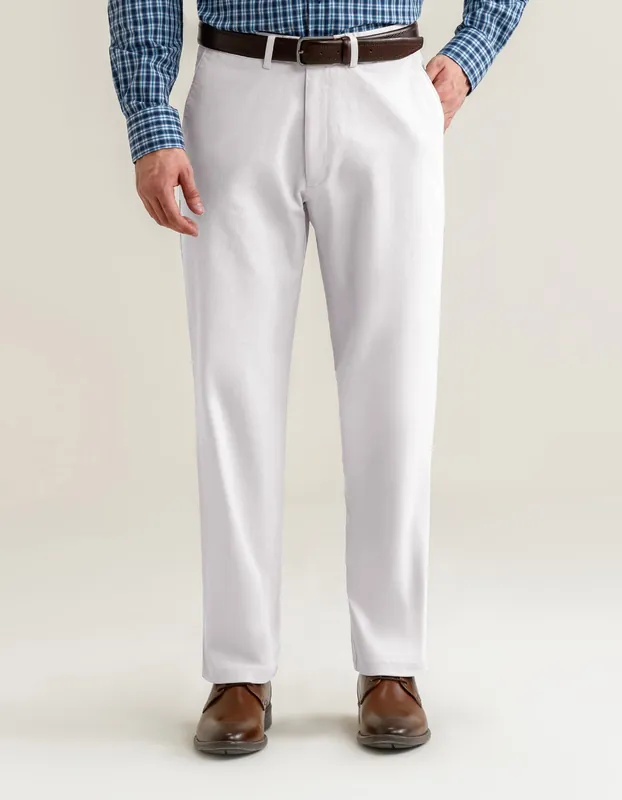 Flat Front Smart Fit Chinos – Cream - Brian Oak