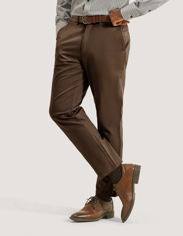 Chocolate Smart Fit Chino Trouser - Brian Oak