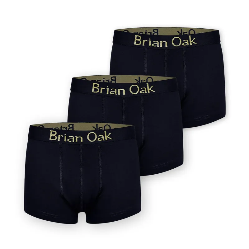 3 Pack Black Knit Boxer Shorts - Brian Oak