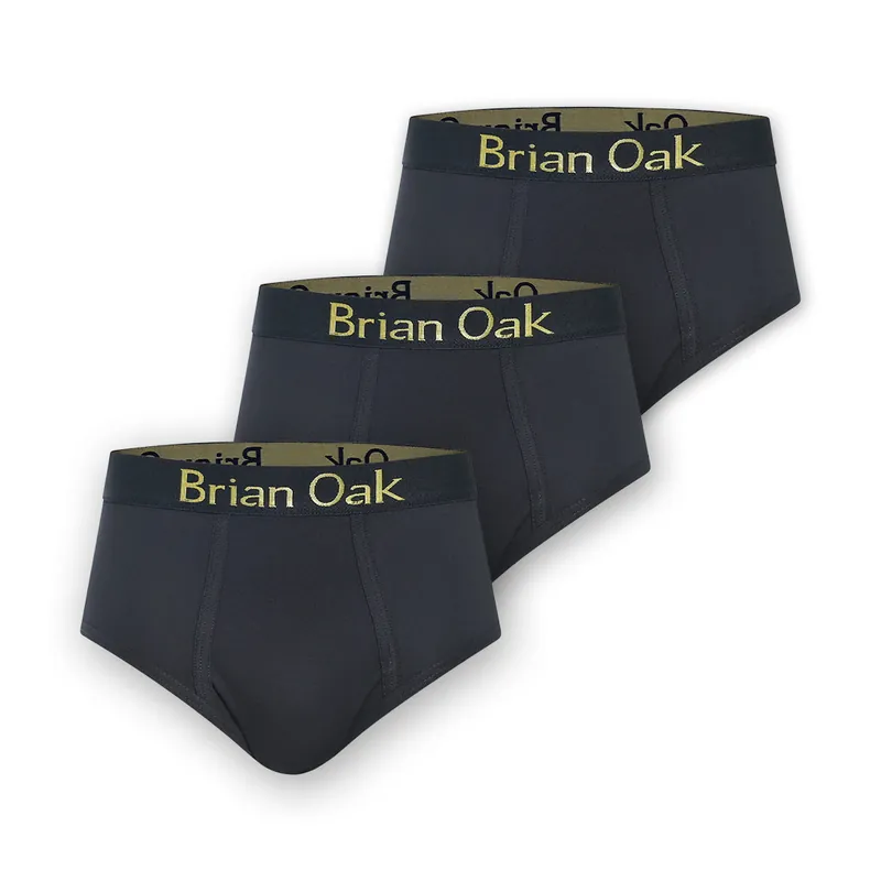 3 Pack Men's Black Briefs - Brian Oak