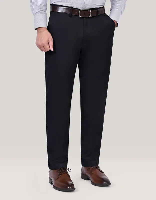 Black Smart Fit Textured Chino Trouser - Brian Oak