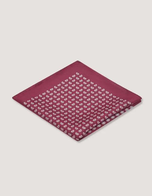 Deep Red Floral Silk Pocket Square - Brian Oak
