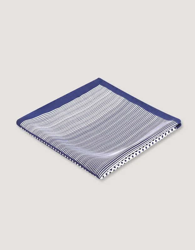 White & Blue Dotted Silk Pocket Square - Brian Oak