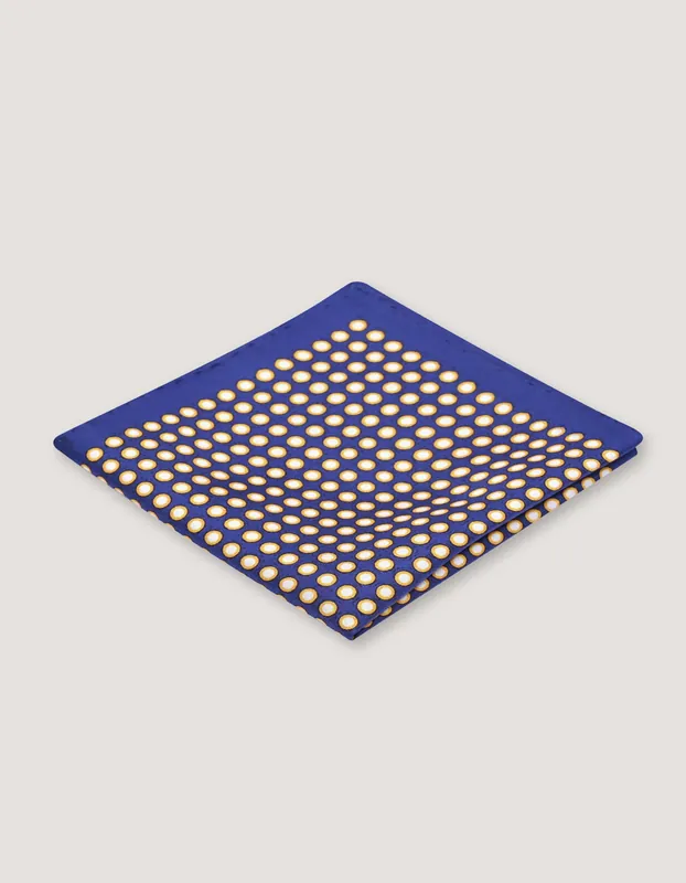 Sunburst Dotted Silk Pocket Square – Navy - Brian Oak