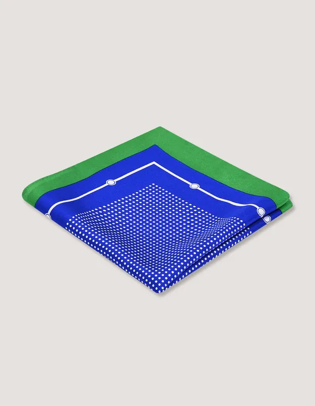 Royal Blue & Green Dotted Silk Pocket Square - Brian Oak