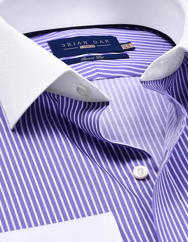 Violet Stripe Shirt with Contrast Collar - Brian Oak