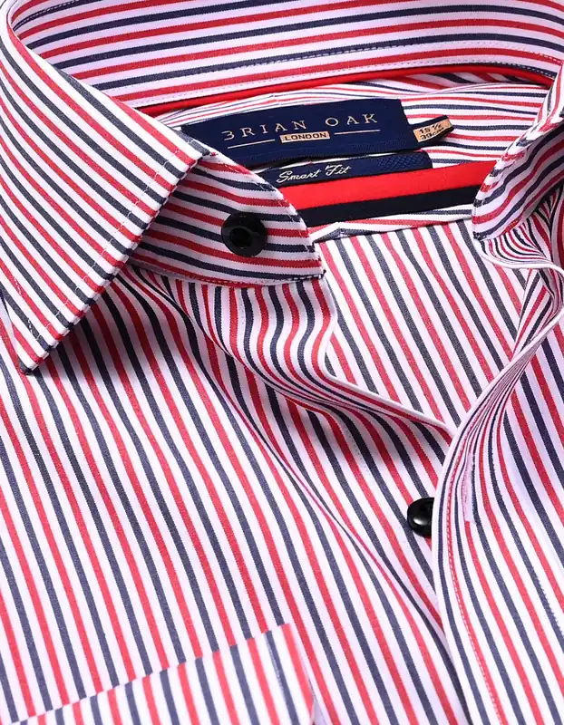 Contrast Red & Blue Striped Formal Shirt - Brian Oak
