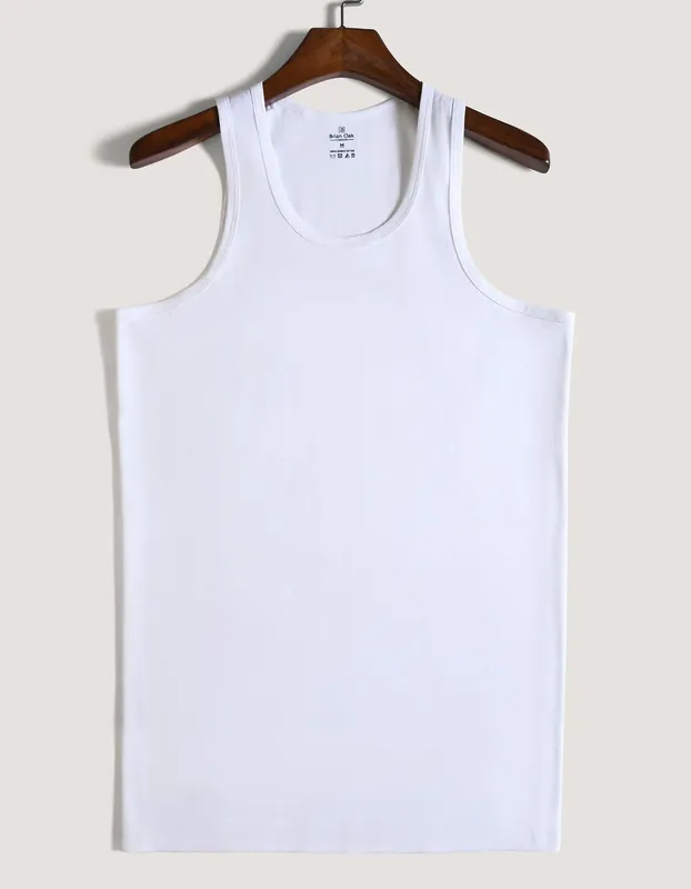 Regular Fit White 100% Cotton Vest - Brian Oak