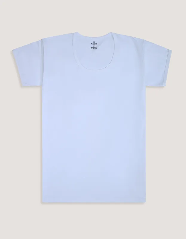 Regular Fit White 100% Cotton Half-Sleeve Cotton Vest