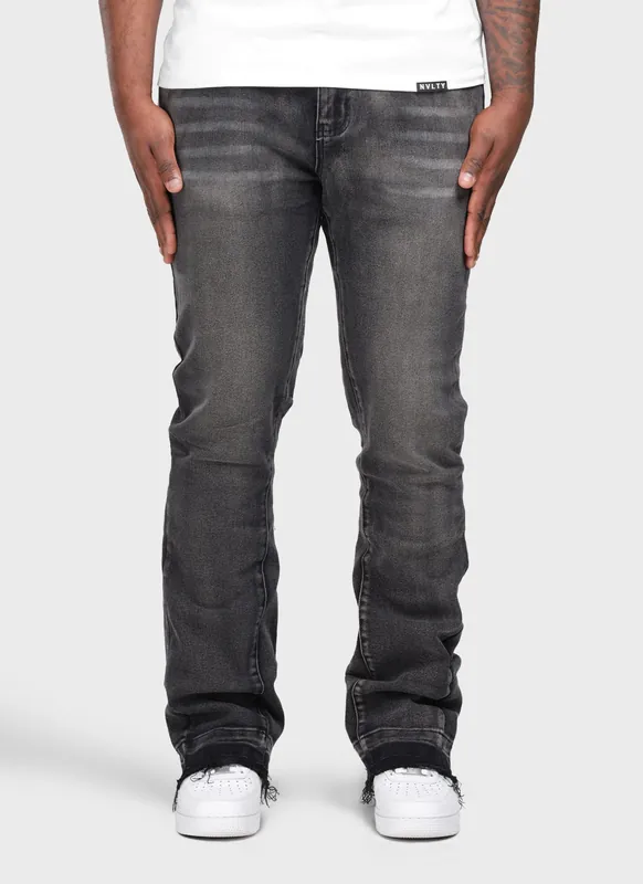 Vintage Flare Washed Jeans - Black