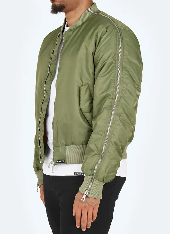 Heavyweight Zipper Bomber Jacket - Khaki