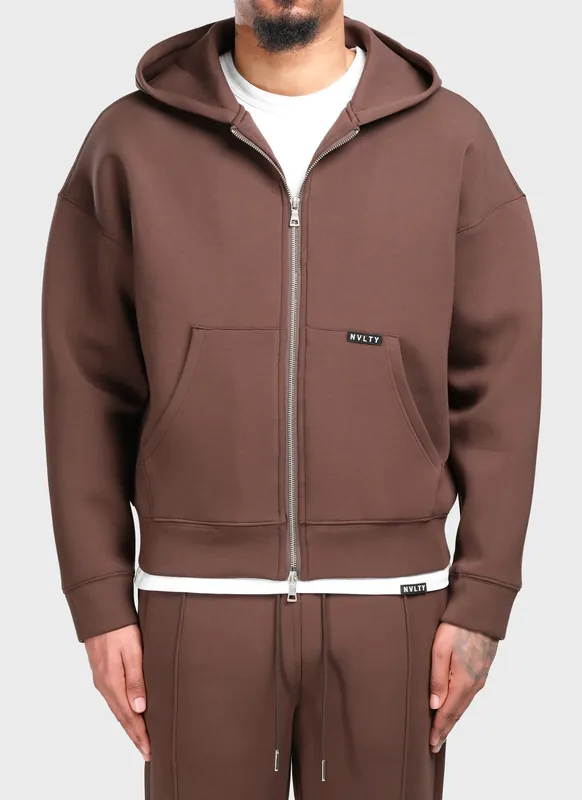 Scuba Structured Zip Hoodie - Brown