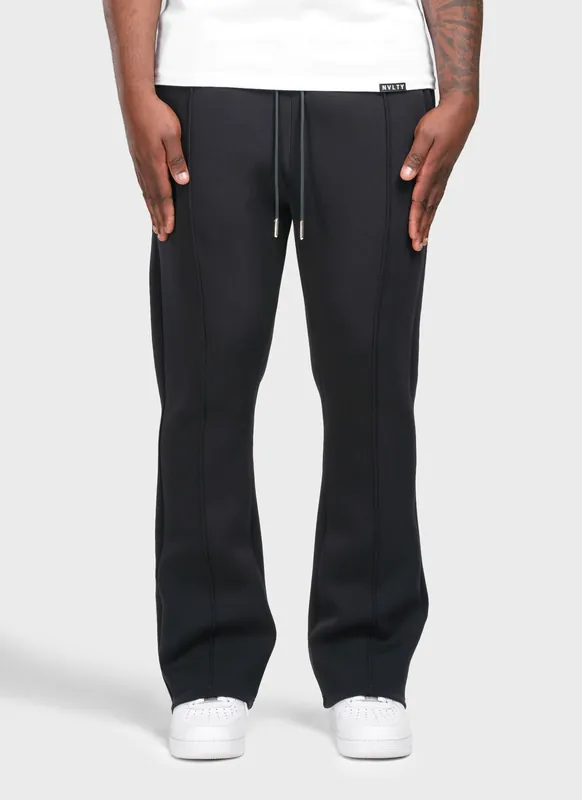 Scuba Structured Flare Pleat Joggers - Black