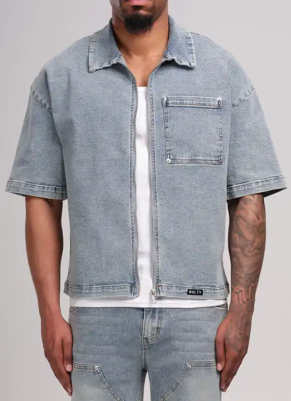 Vintage Rivet Denim Shirt - Blue