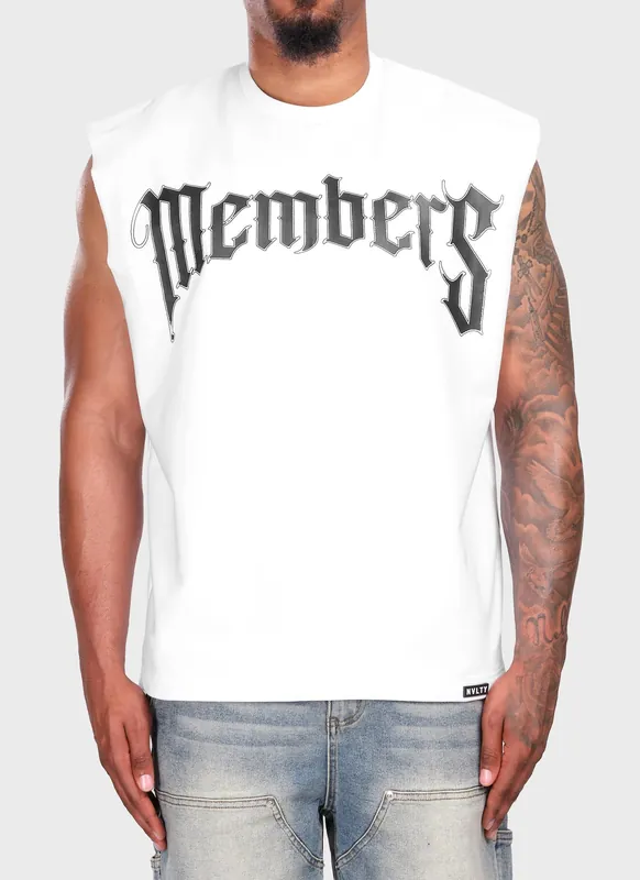 Members Arc Sleeveless T-Shirt - White