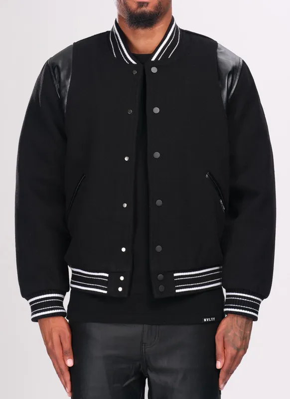 Heavyweight Wool Bomber Jacket - Black