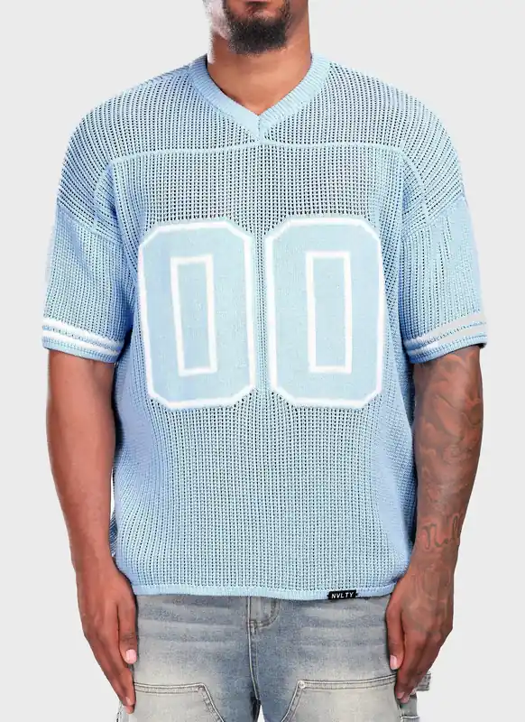 Knitted Members Jersey - Baby Blue