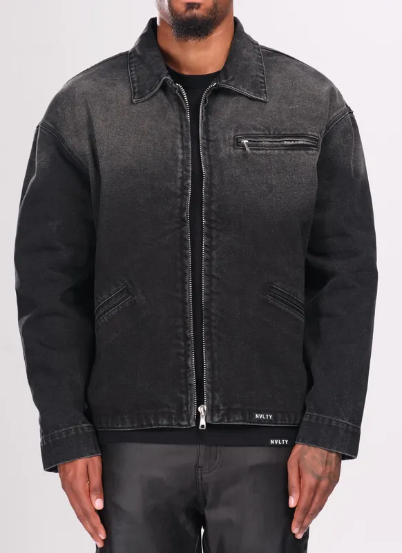 Vintage Deep Fade Denim Jacket - Black