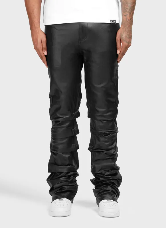 Vintage Flare Tacked Wax Jeans - Black