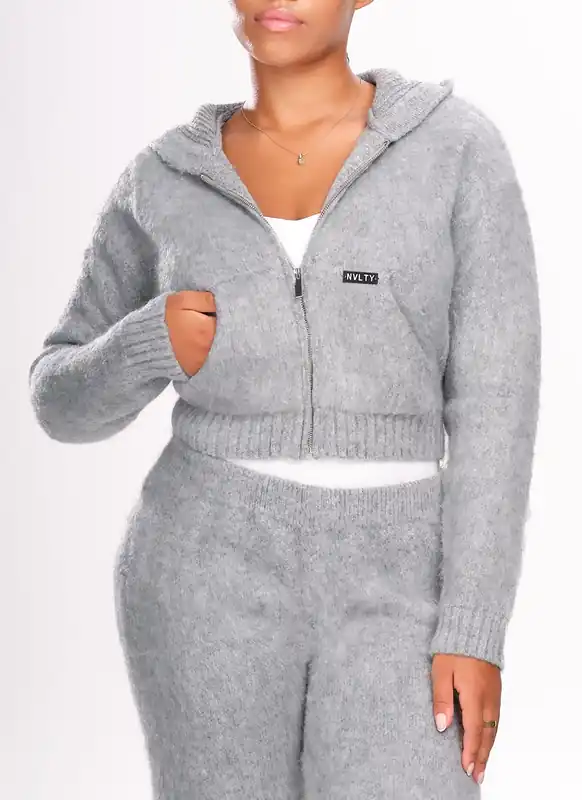 Mohair Zip Hoodie - Grey