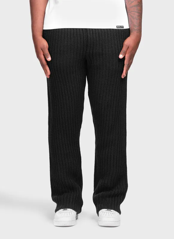 Heavyweight Knitted Joggers - Black