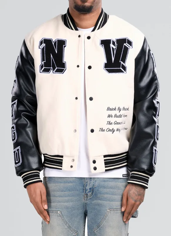 Built From The Ground Up Varsity Jacket - Ivory