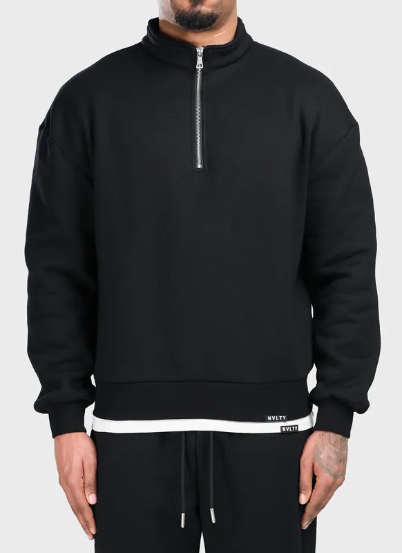 Heavyweight Luxe Quarter Zip - Black