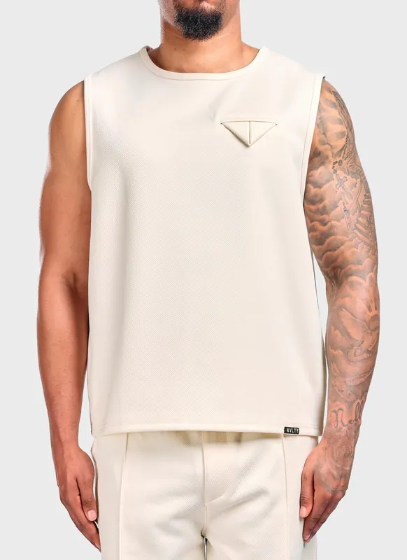 Twill Pocket Square Sleeveless - Ivory