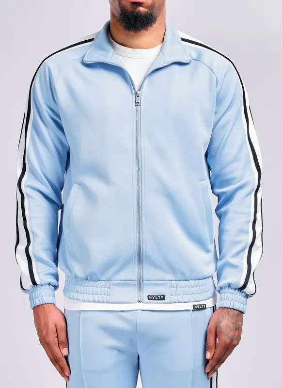 Panelled Luxe Track Jacket - Baby Blue