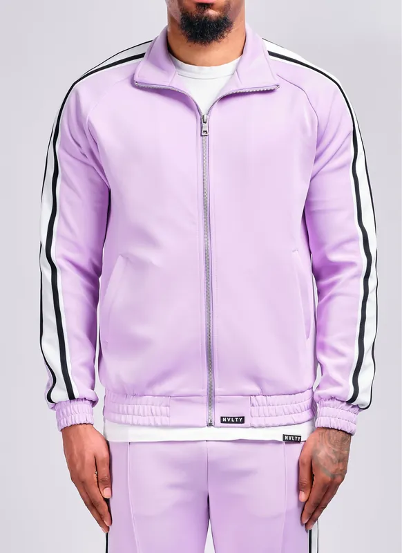 Panelled Luxe Track Jacket - Purple