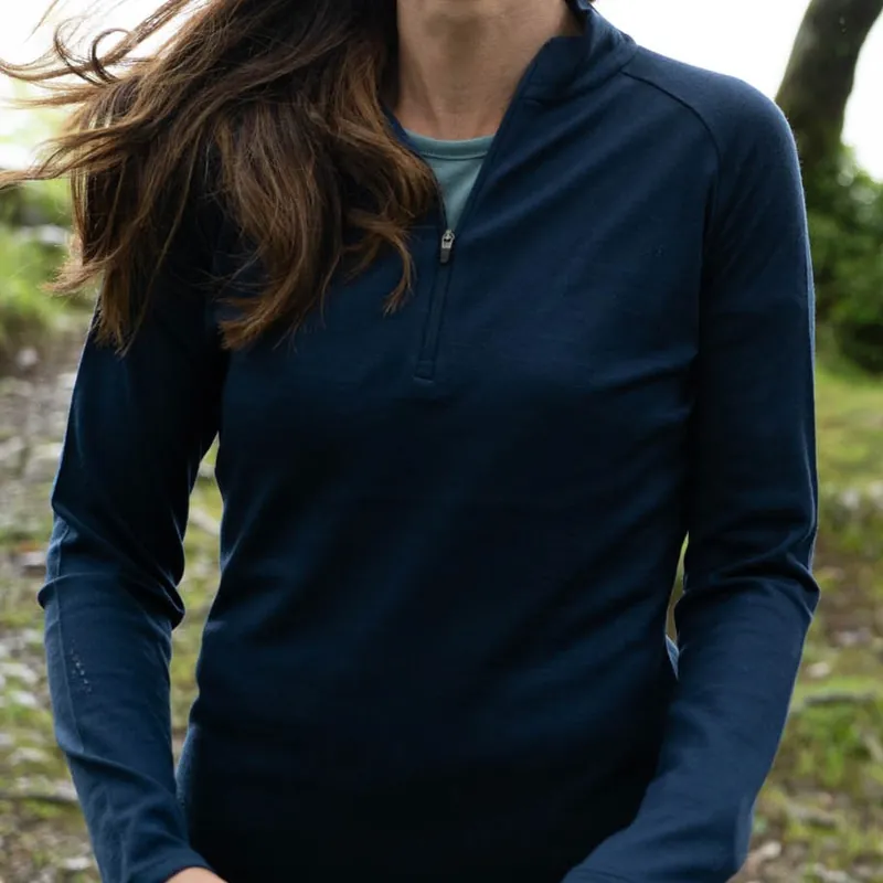 EDZ Women’s Merino Mid-Layer Zip Neck Top Navy Blue
