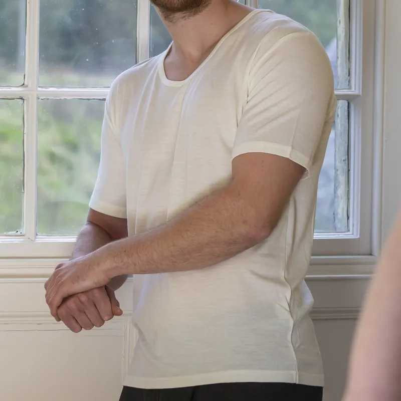 Merino Wool Thermal Underwear T-shirt Men’s Natural White