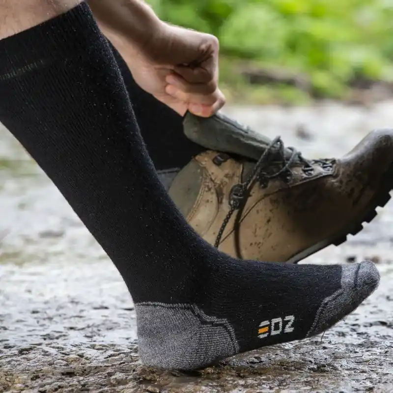 Calf Length Merino Boot Socks (Black) 2 Pack - EDZ