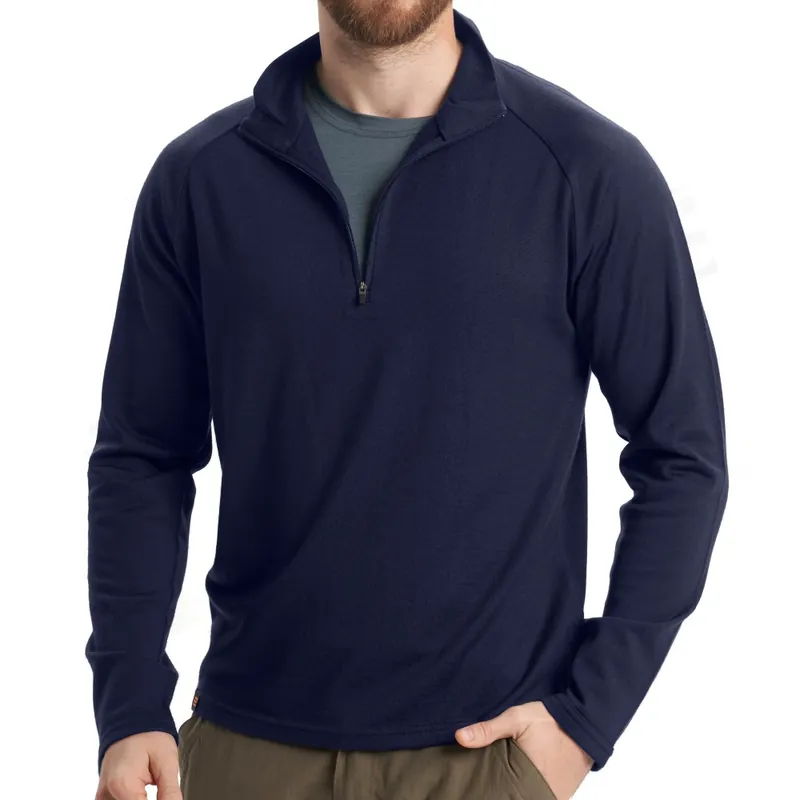 EDZ Men’s Merino 260g Mid-Layer Zip Neck Classic Navy Blue