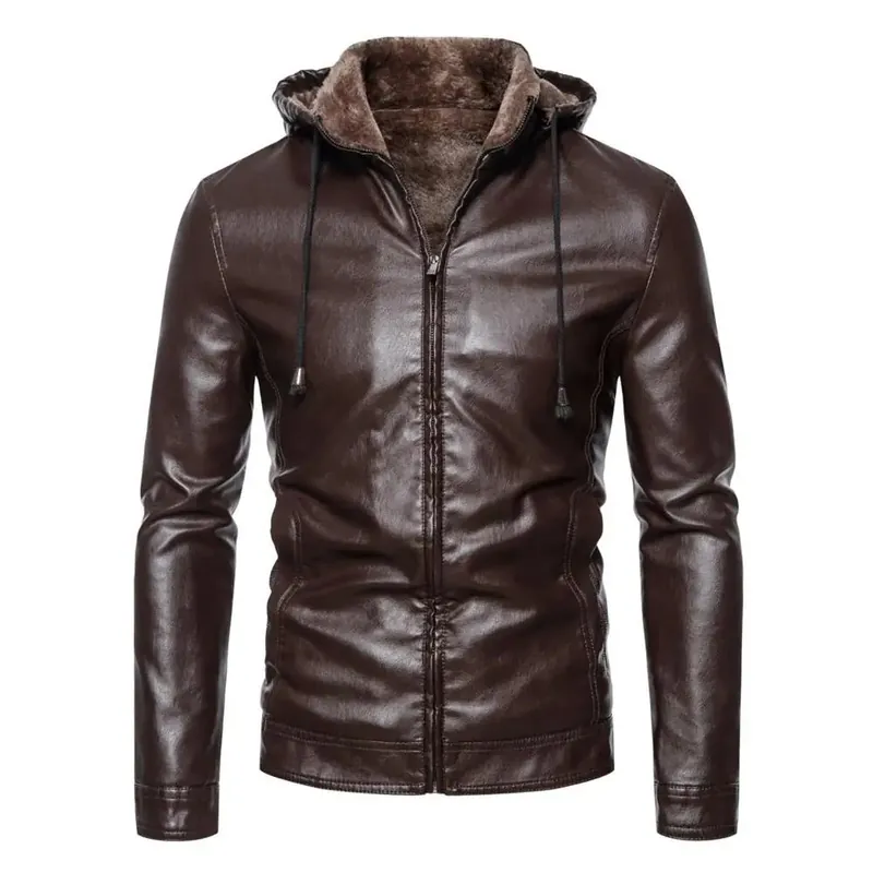 Tom Hollinger | Art leather jacket with a hood - TomHollinger