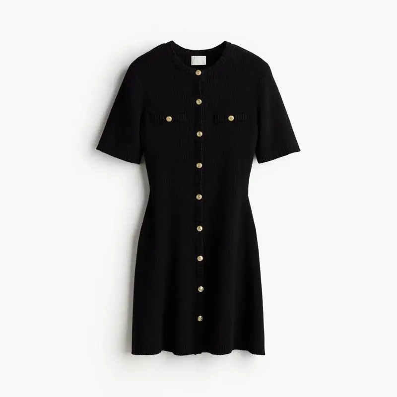 Tom Hollinger | Knitting dress with a button placket and short arm - TomHollinger