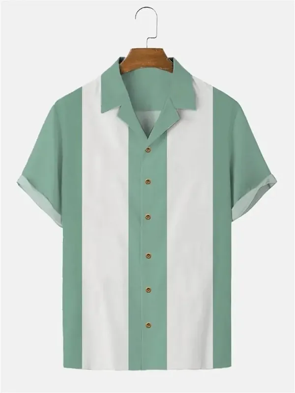Tom Hollinger | Short arm shirt with a retro strip and modern print - TomHollinger