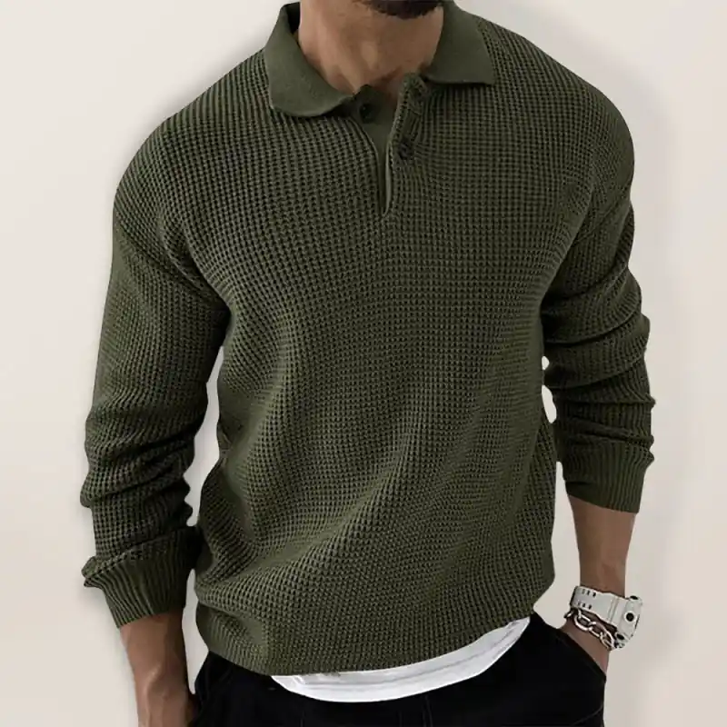 Tom Hollinger | Men Urban slim cut knitting sweater with reversible collar - TomHollinger