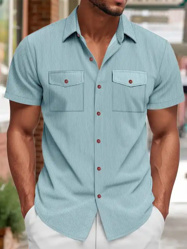 Tom Hollinger | Herren Kurzarmhemd Aus Rippstrick In Relaxed Fit