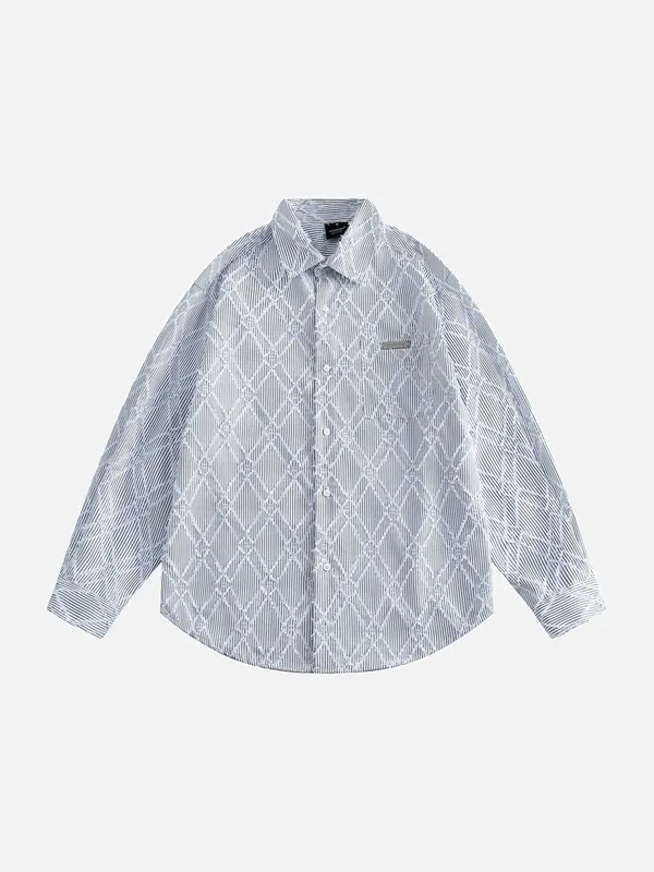 Tom Hollinger | Herren Oversize Hemd Mit Strukturmuster Blau Weiss