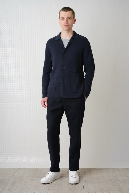 Dragor - Cotton Knit Blazer - Navy