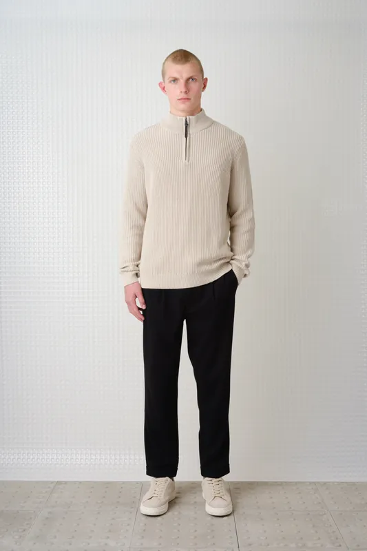 Herning - Quarter Zip Knit - Putty