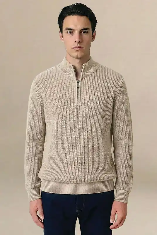 Ivar Quarter Zip - Ecru