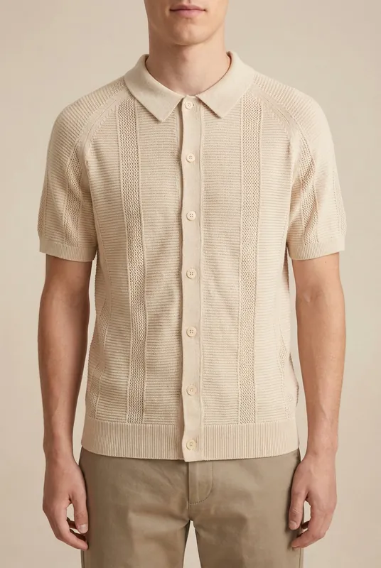 Lund Knit Polo Shirt - Ecru